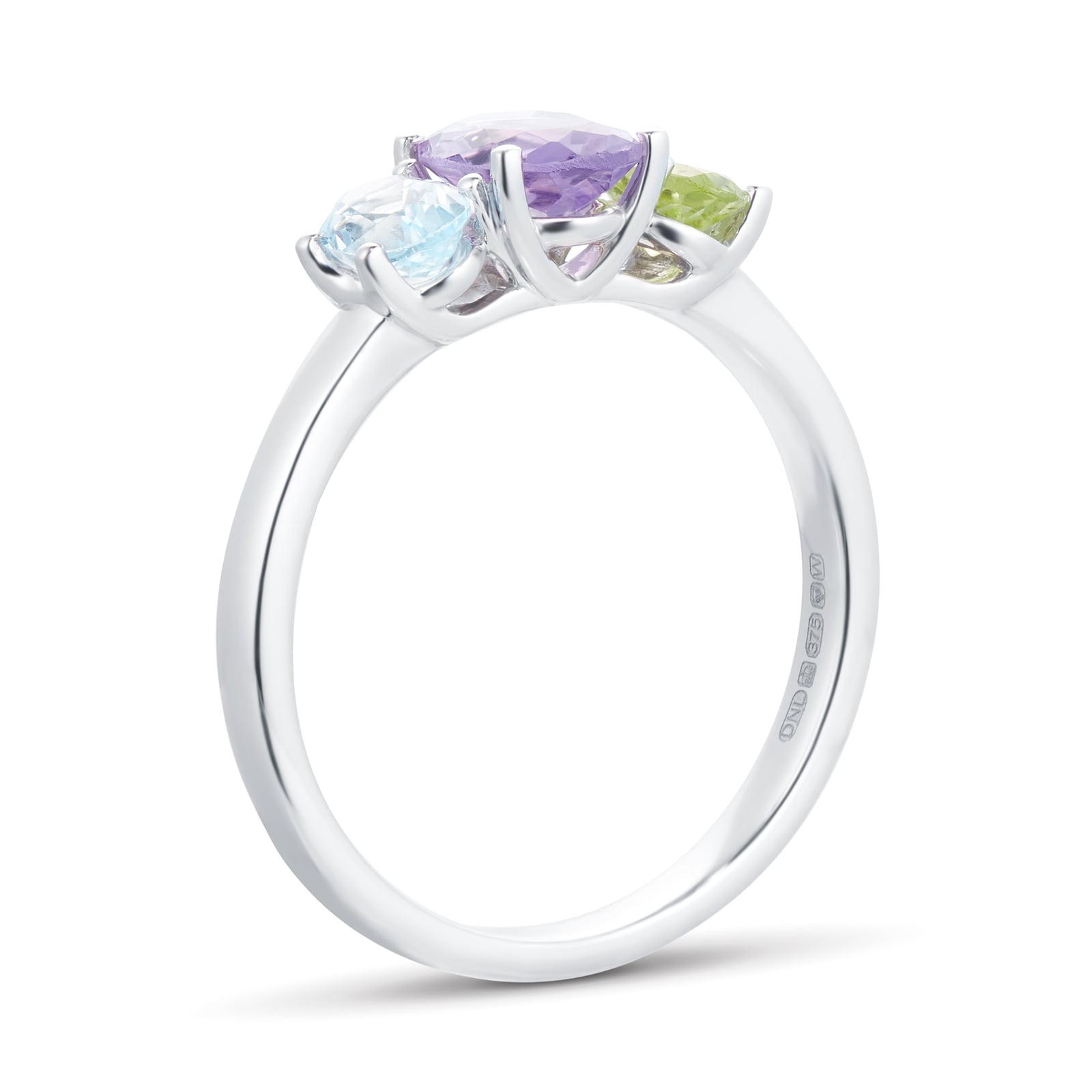 By Request 9ct White Gold 3 Stone Peridot - Ring Size I By Request 9ct White Gold 3 Stone Peridot - Ring Size I
