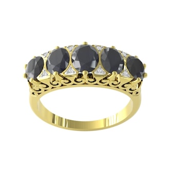 By Request 9ct Yellow Gold Victorian Style Sapphire & Diamond 5 Stone Ring By Request 9ct Yellow Gold Victorian Style Sapphire & Diamond 5 Stone Ring