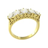 By Request 9ct Yellow Gold Victorian Style Opal & Diamond 5 Stone Ring - Ring Size A