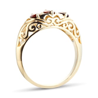 By Request 9ct Yellow Gold Victorian Style 3 Stone Garnet & Diamond Ring By Request 9ct Yellow Gold Victorian Style 3 Stone Garnet & Diamond Ring