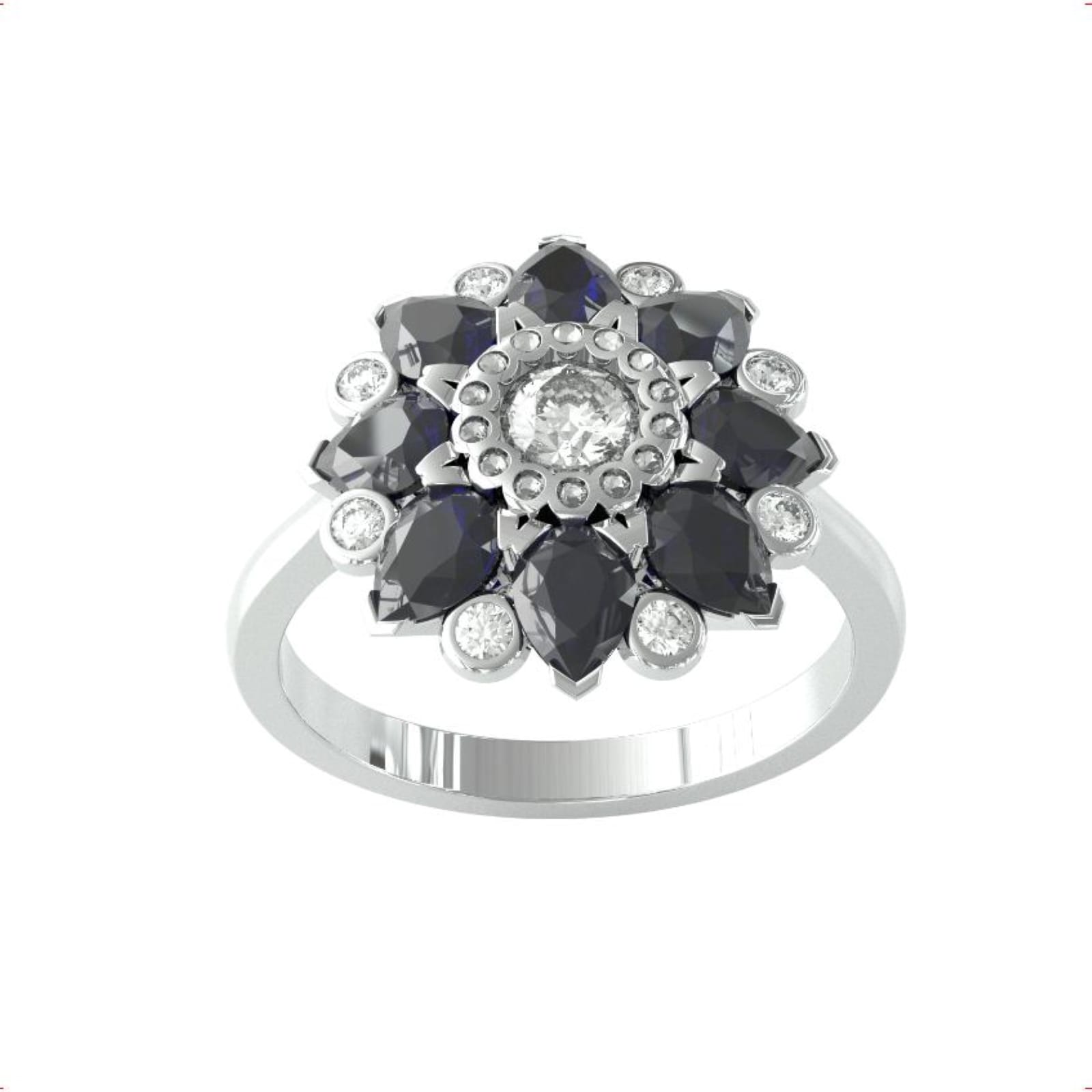 By Request 9ct White Gold Sapphire & Diamond 0.31cttw Target Ring - Ring Size X By Request 9ct White Gold Sapphire & Diamond 0.31cttw Target Ring - Ring Size X