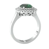 By Request 18ct White Gold Emerald & Diamond Double Halo Cluster Ring - Ring Size K.5