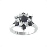 By Request 9ct White Gold Sapphire & Diamond 0.24cttw Target Ring - Ring Size O