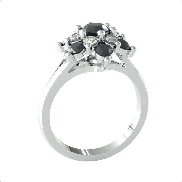 By Request 9ct White Gold Sapphire & Diamond 0.24cttw Target Ring - Ring Size B.5