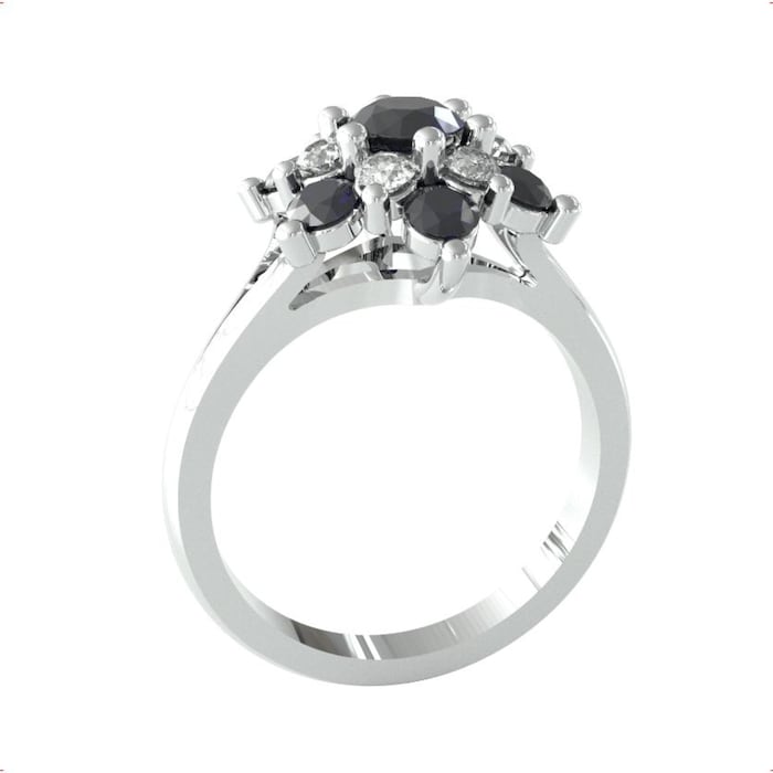 By Request 9ct White Gold Sapphire & Diamond 0.24cttw Target Ring - Ring Size H