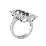 By Request 18ct White Gold Art Deco Sapphire & Diamond Plaque Ring - Ring Size F.5