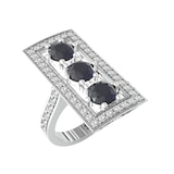 By Request 18ct White Gold Art Deco Sapphire & Diamond Plaque Ring - Ring Size B