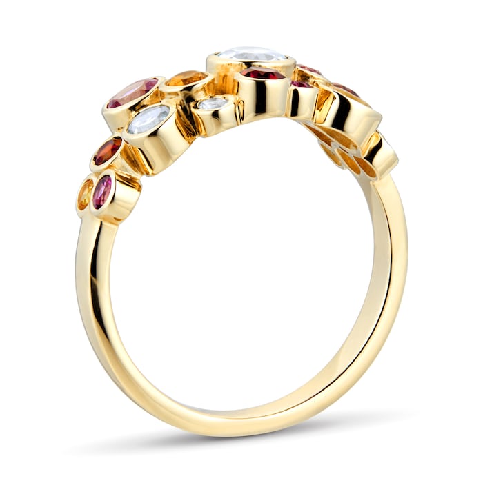 By Request 9ct Yellow Gold Multi Stone Bubble Ring - Ring Size B.5