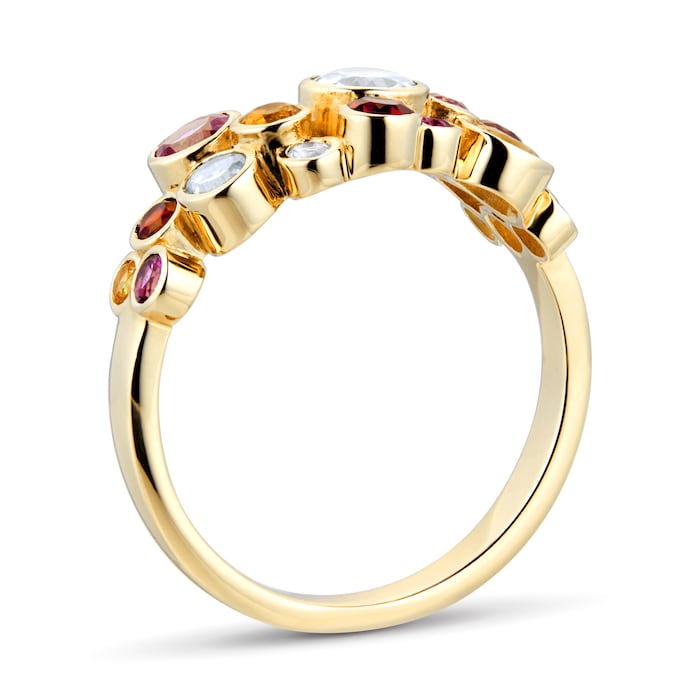 By Request 9ct Yellow Gold Multi Stone Bubble Ring - Ring Size A