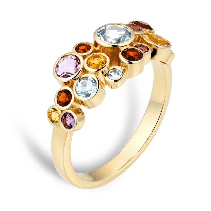 By Request 9ct Yellow Gold Multi Stone Bubble Ring - Ring Size A