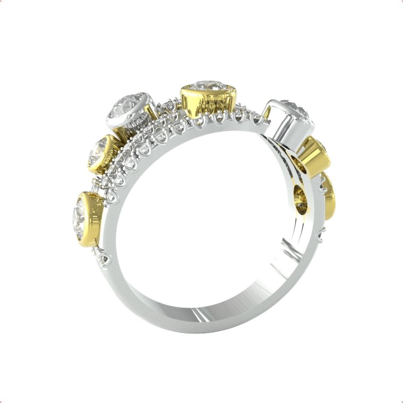 By Request 18ct Yellow & White Gold Diamond 1.81ct Diamond Bubble Ring - Ring Size G.5