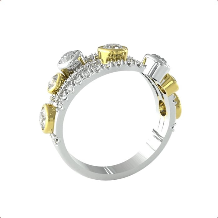 By Request 18ct Yellow & White Gold Diamond 1.81ct Diamond Bubble Ring - Ring Size Y.5