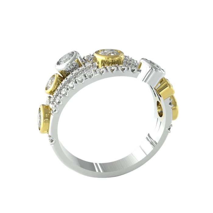 By Request 18ct Yellow & White Gold Diamond 1.81ct Diamond Bubble Ring - Ring Size O
