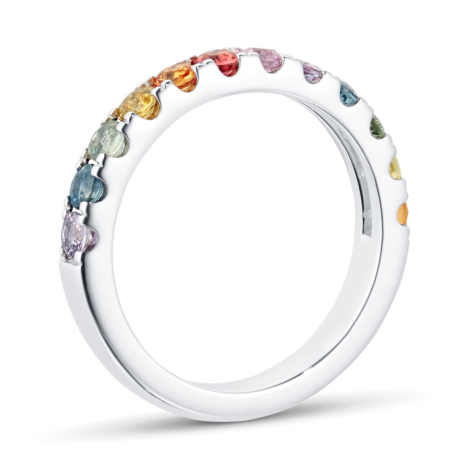 By Request 18ct White Gold Rainbow Sapphire Half Eternity Ring