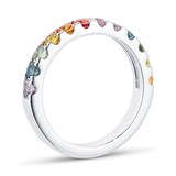 By Request 18ct White Gold Rainbow Sapphire Half Eternity Ring - Ring Size A