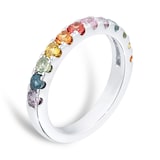By Request 18ct White Gold Rainbow Sapphire Half Eternity Ring - Ring Size I