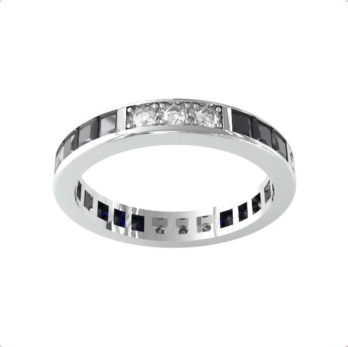 By Request 18ct White Gold Sapphire & Diamond Full Eternity Ring - Ring Size J.5