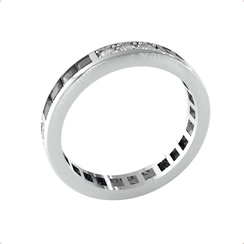 By Request 18ct White Gold Sapphire & Diamond Full Eternity Ring - Ring Size M.5 By Request 18ct White Gold Sapphire & Diamond Full Eternity Ring - Ring Size M.5