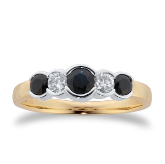 By Request 9ct Yellow Gold Sapphire And Diamond 5 Stone Ring By Request 9ct Yellow Gold Sapphire And Diamond 5 Stone Ring