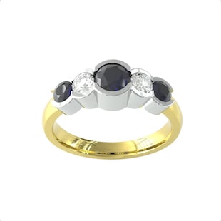 By Request 9ct Yellow Gold Sapphire And Diamond 5 Stone Ring