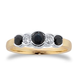 37893082 - 9ct Yellow Gold Sapphire And Diamond 5 Stone Ring