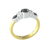 By Request 9ct Yellow Gold Sapphire And Diamond 5 Stone Ring - Ring Size M.5