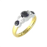 By Request 9ct Yellow Gold Sapphire And Diamond 5 Stone Ring - Ring Size Q.5