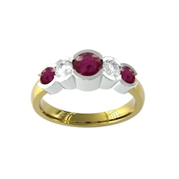 37893083 - 18ct Yellow Gold Ruby And Diamond 5 Stone Ring