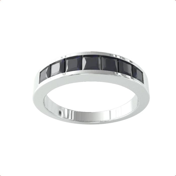By Request 9ct White Gold 7 Stone Sapphire Channel Set Half Eternity Ring - Ring Size X