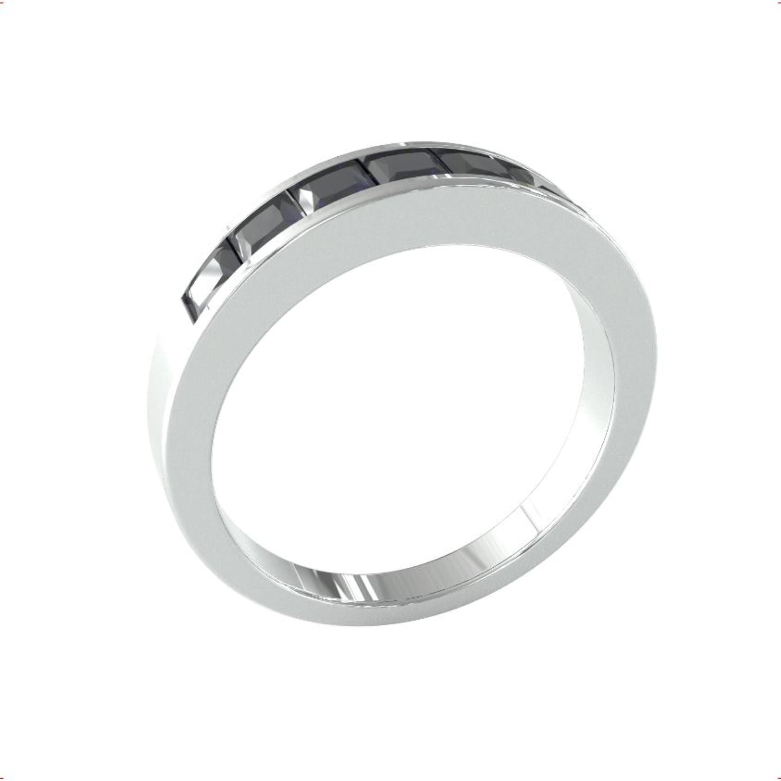 By Request 9ct White Gold 7 Stone Sapphire Channel Set Half Eternity Ring - Ring Size T By Request 9ct White Gold 7 Stone Sapphire Channel Set Half Eternity Ring - Ring Size T