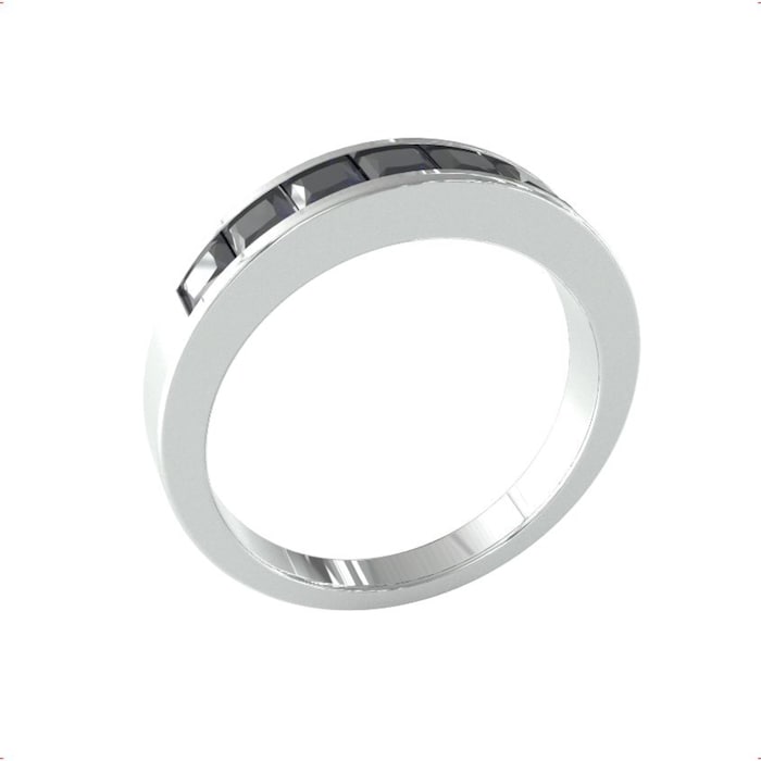 By Request 9ct White Gold 7 Stone Sapphire Channel Set Half Eternity Ring - Ring Size W.5