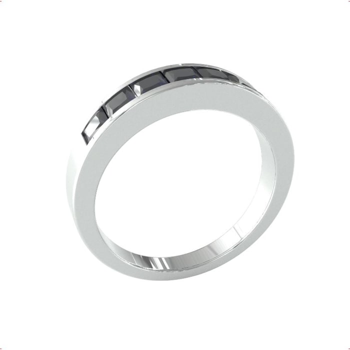 By Request 9ct White Gold 7 Stone Sapphire Channel Set Half Eternity Ring - Ring Size R.5