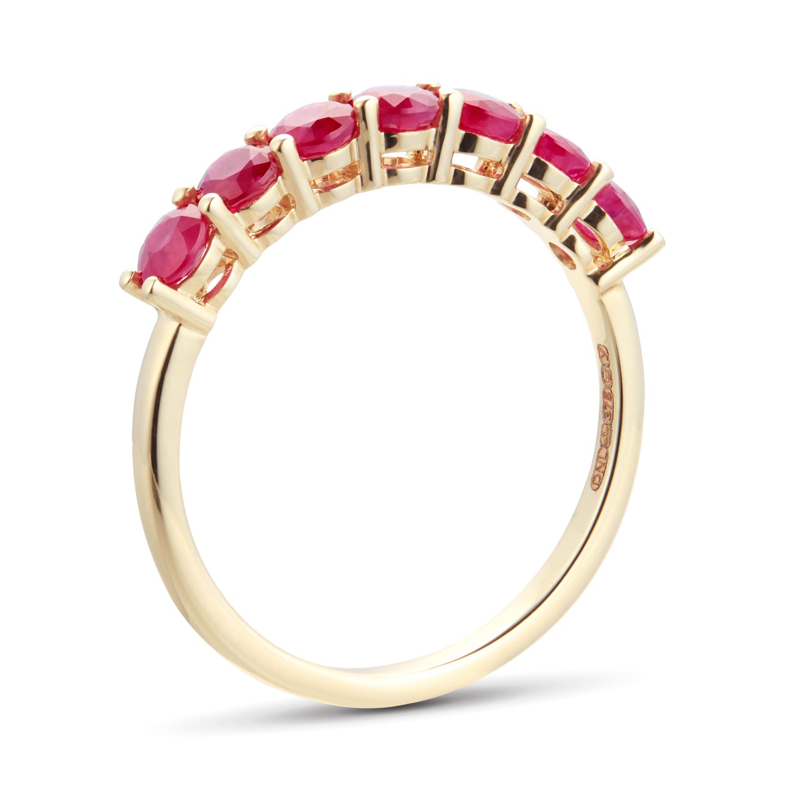 By Request 9ct Yellow Gold 7 Stone Ruby Half Eternity Ring - Ring Size G By Request 9ct Yellow Gold 7 Stone Ruby Half Eternity Ring - Ring Size G