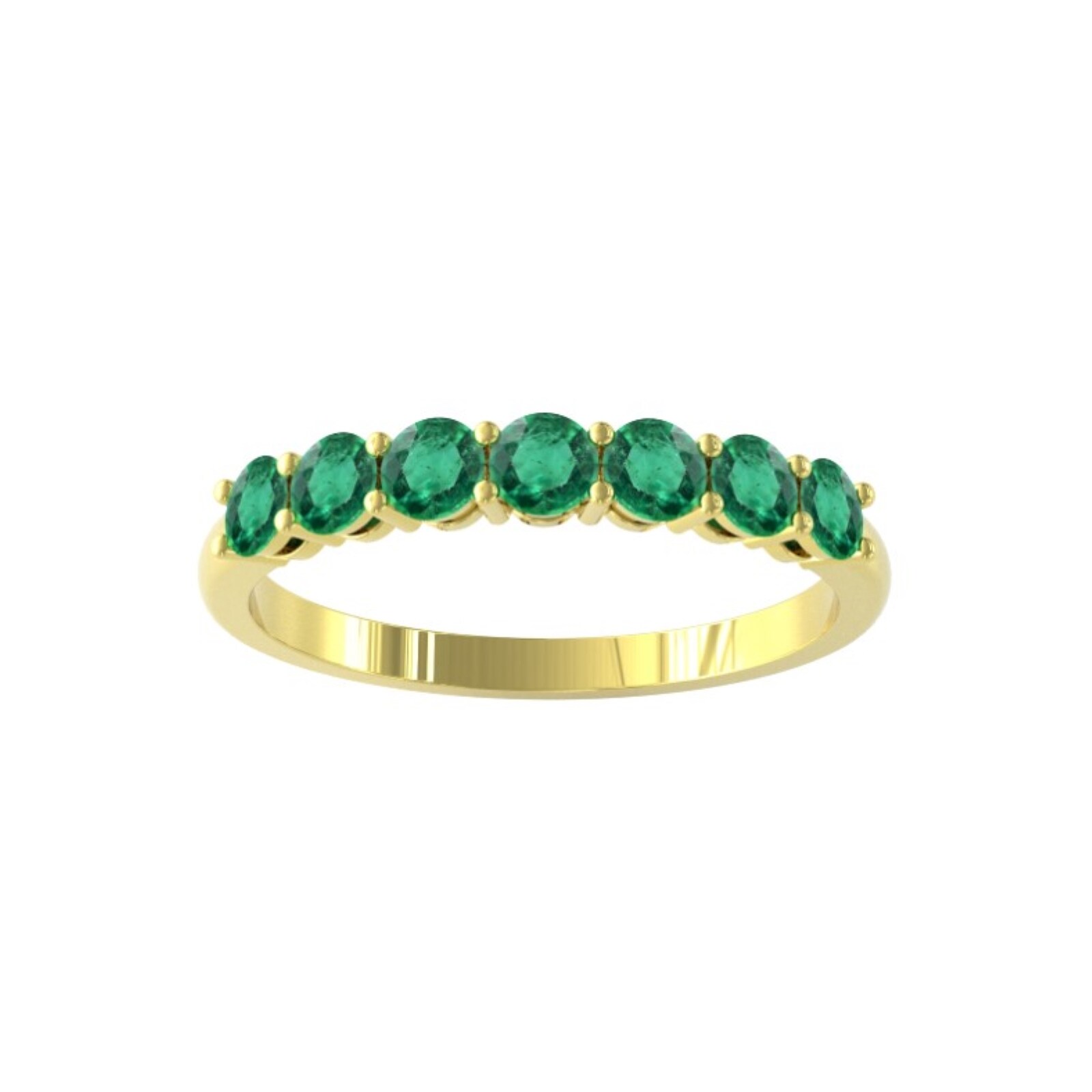 By Request 9ct White Gold 7 Stone Emerald Half Eternity Ring - Ring Size E.5
