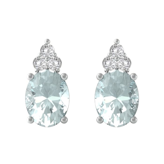 By Request 9ct White Gold Aquamarine and Brilliant Cut Diamond 0.42cttw Earrings
