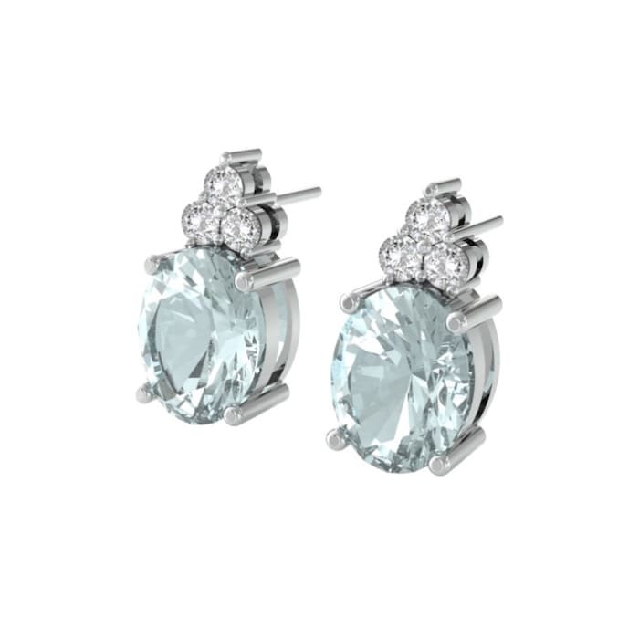 By Request 9ct White Gold Aquamarine and Brilliant Cut Diamond 0.42cttw Earrings