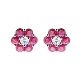By Request 9ct Yellow Gold Ruby & Diamond Cluster Earrings