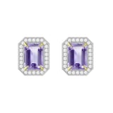 By Request 9ct Yellow and White Gold Amethyst and Diamond Halo Earring
