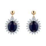By Request 9ct Yellow and White Gold Sapphire and Diamond Drop Earrings