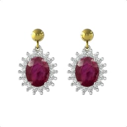 37893098 - 18ct White & Yellow Gold Ruby and Diamond Drop Earrings