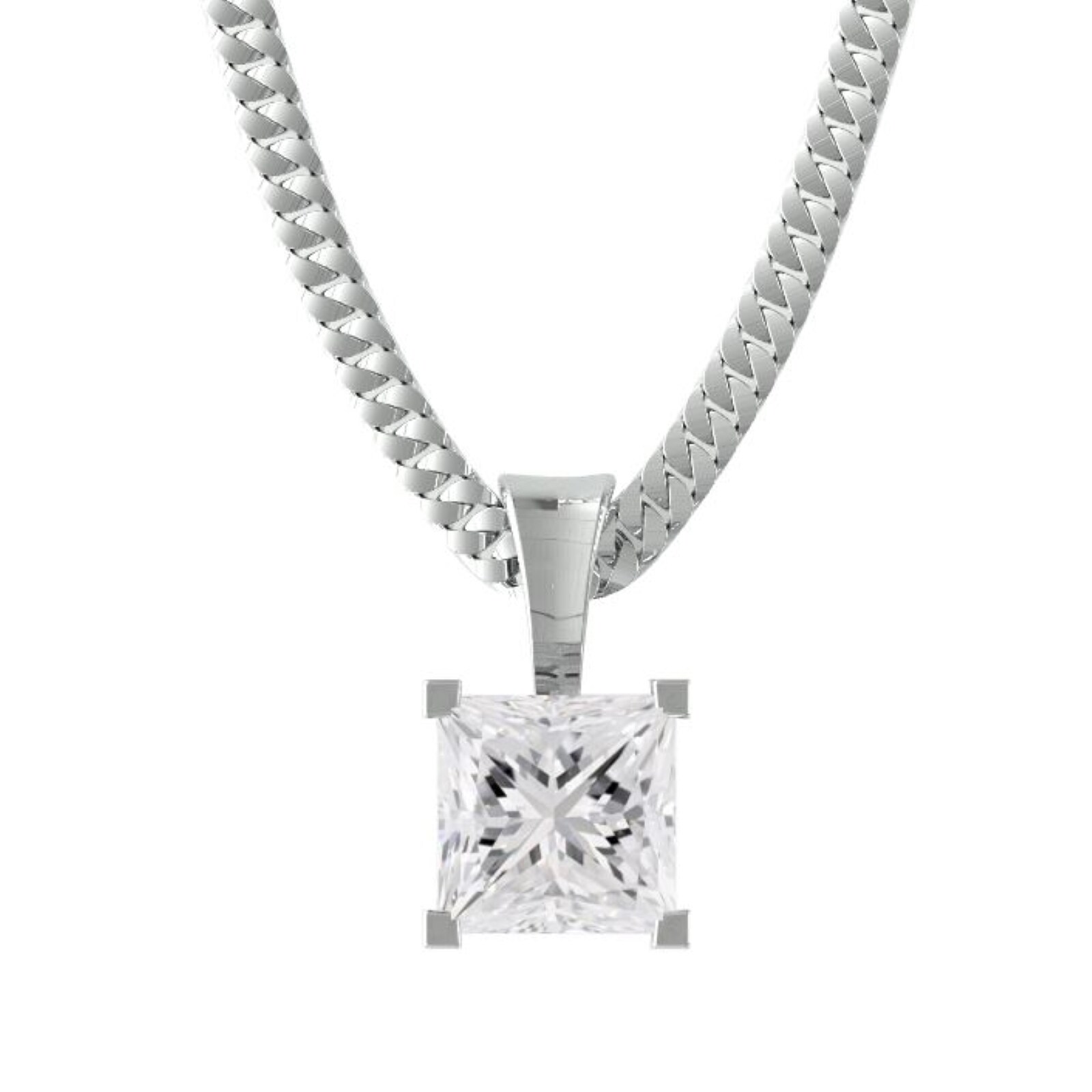 9ct White Gold 0.50cttw Princess Cut Diamond Solitaire Pendant