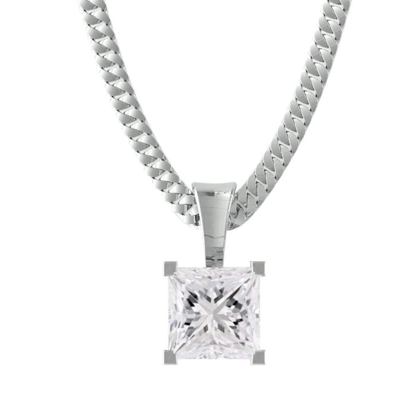 By Request 9ct White Gold 0.50cttw Princess Cut Diamond Solitaire Pendant