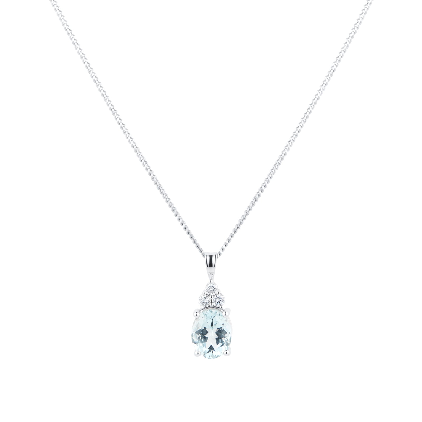 By Request 9ct White Gold Aquamarine and Brilliant Cut Diamond 0.21cttw Pendant
