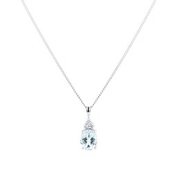 37893101 - 9ct White Gold Aquamarine and Brilliant Cut Diamond 0.21cttw Pendant