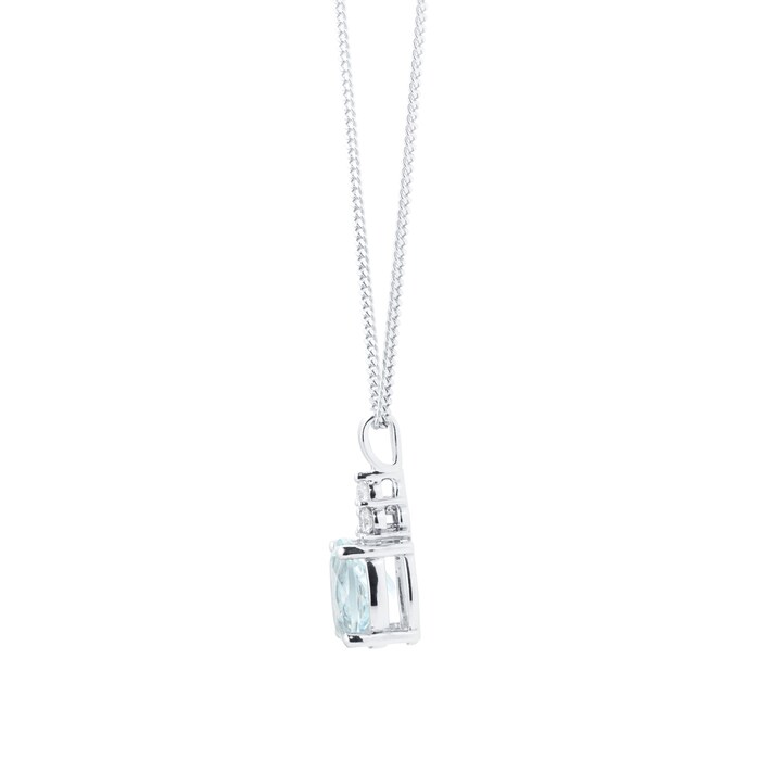 By Request 9ct White Gold Aquamarine and Brilliant Cut Diamond 0.21cttw Pendant