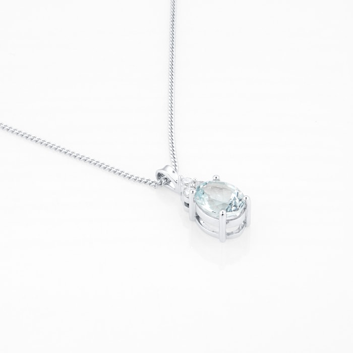 By Request 9ct White Gold Aquamarine and Brilliant Cut Diamond 0.21cttw Pendant