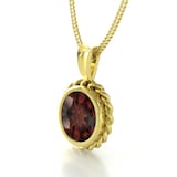 By Request 9ct Yellow Gold Garnet Rope Edge Pendant