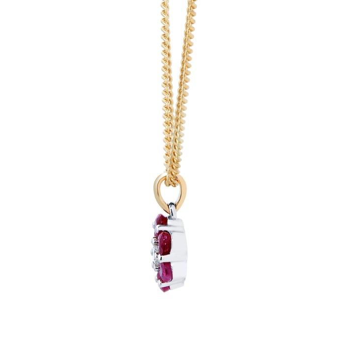 By Request 9ct Yellow Gold Ruby & Diamond Cluster Pendant