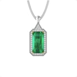 By Request 18ct Yellow and White Gold Emerald and Diamond Halo Pendant
