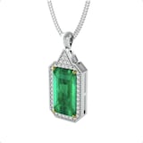 By Request 18ct Yellow and White Gold Emerald and Diamond Halo Pendant